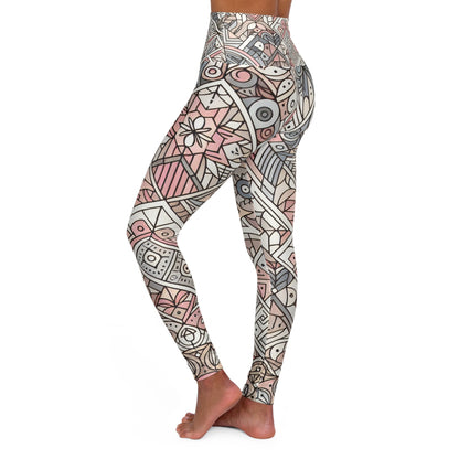 Luxury PowerFlex Studio Geometric Print Leggings by Dazzling Dreams Studio showcasing soft pastel abstract design, ideal for stylish activewear and yoga sessions.