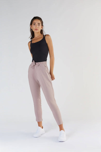 Elegant Tencel sweatpants for women, showcasing soft modal fabric and two functional pockets.