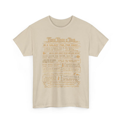 Once Upon a Time Graphic T-Shirt in beige highlighted with an elegant vintage galactic adventures print, a sophisticated addition for style-conscious individuals.
