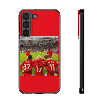 Chic Manchester United Mainoo Garnach Hojlund Soft Phone Case with a captivating image of team players, designed for passionate sports enthusiasts.