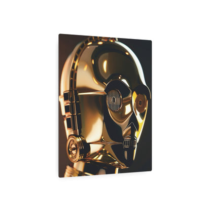 Close-up view of the C3PO Star Wars Metal Art Poster highlighting the droid's elegant metallic features and design, perfect for collectors and fans.