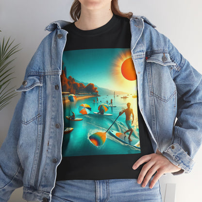 High-quality fabric of the Luxury Paddleboarding T-Shirt from Dazzling Dreams Studio, demonstrating exceptional comfort for water sports enthusiasts.