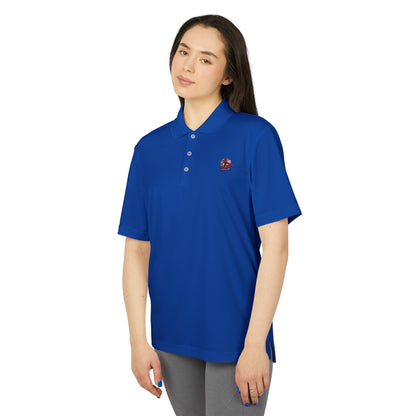 Adidas Unisex Performance Polo Shirt in vibrant blue, showcasing eco-friendly 100% recycled polyester fabric and sleek design, perfect for active lifestyles.