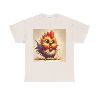 Explosive Joy Tee - Cartoon Bird Edition depicting a cheerful cartoon bird, embodying fun and joy, available in light cream cotton.