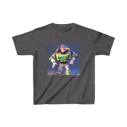 Kids Buzz Lightyear Heavy Cotton Tee in charcoal colour, designed for comfort and adventure, featuring iconic character design.
