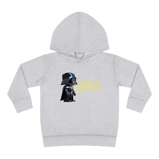 Stylish kids' Darth Vader Hoodie in grey, designed for ages 2-5, showcasing the legendary Star Wars character alongside the vibrant logo for adventurous little ones.