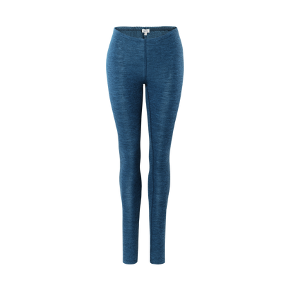 Elegant organic cotton and wool leggings for women, designed for comfort and warmth, perfect as a breathable sleep or lounge base layer.