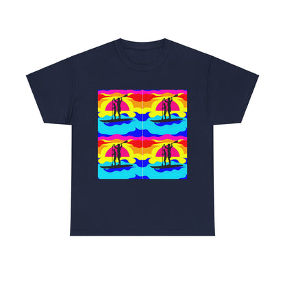 Delightful Paddle Board T-Shirt by Dazzling Dreams Studio featuring a serene paddleboarding graphic, encapsulating nature's beauty for stylish water enthusiasts.