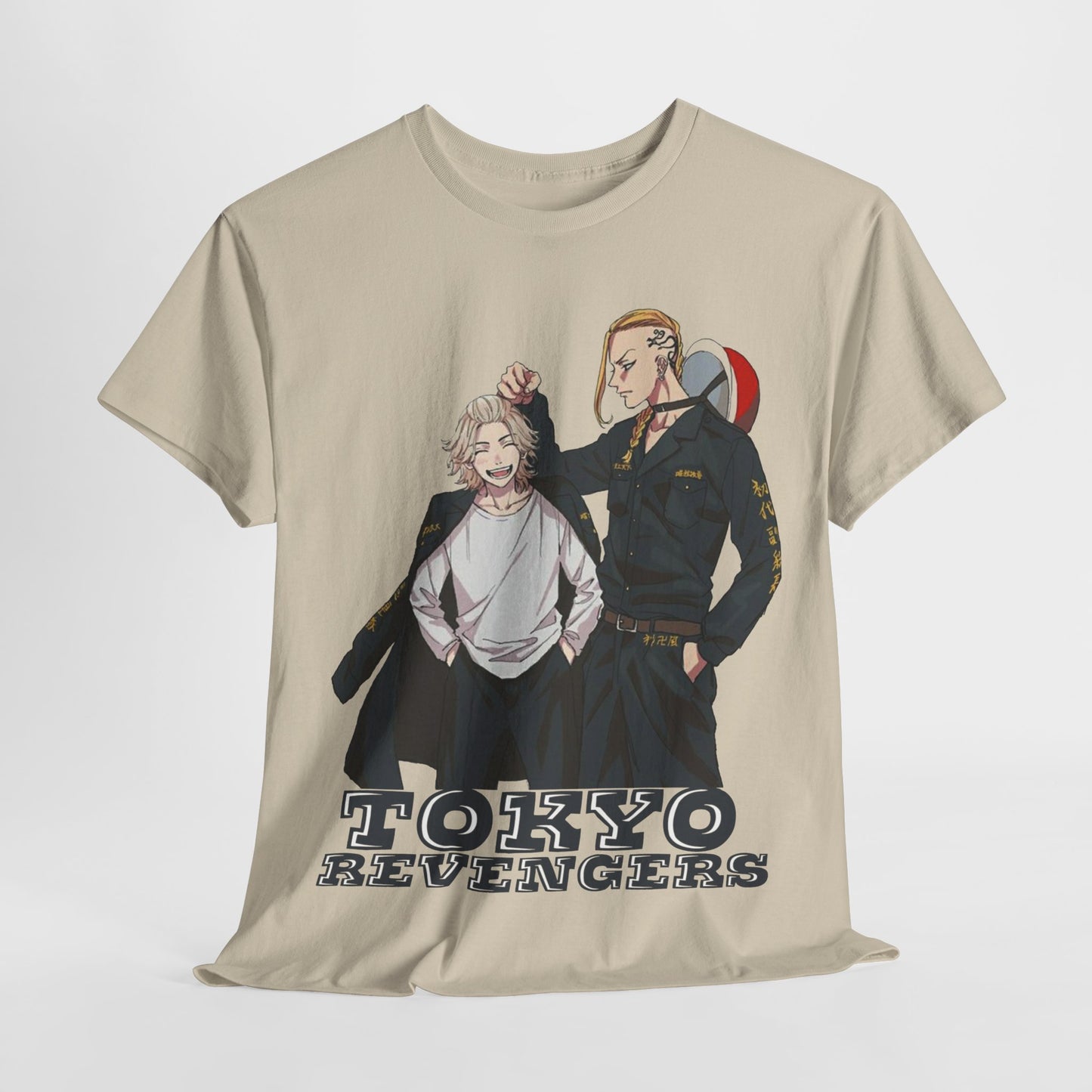 Stylish Tokyo Revengers men's t-shirt showcasing vibrant anime characters, perfect for fashionable anime enthusiasts.