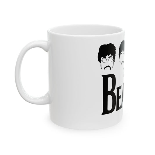 The Beatles Logo Ceramic Mug - Elegant design showcasing iconic representations of the band, ideal for every coffee lover and collector, 11oz capacity.