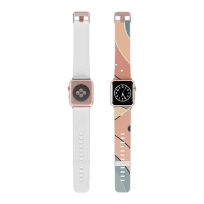 Stylish display of the GraphixGenius Modern Pastel Pattern Apple Watch Strap, highlighting its unique design alongside a classic watch face.