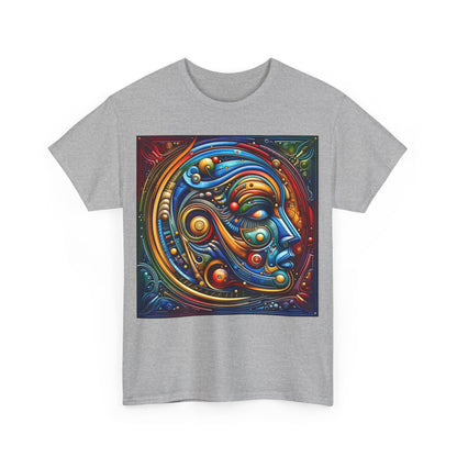 Stained Glass Dreams Unisex T-Shirt showcasing vibrant abstract art inspired by human emotion, perfect for art lovers and fashion enthusiasts.