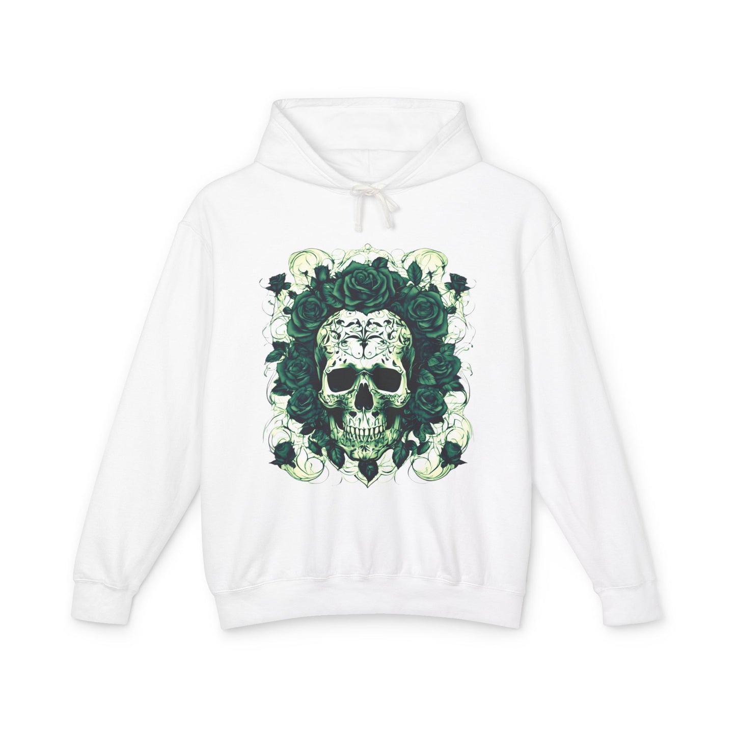 Unisex Lightweight Hooded Sweatshirt unique designer skull and roses