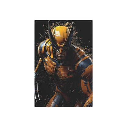 Wolverine Metal Art Poster - Premium Matte Aluminium Decor featuring a striking image of a fierce wolverine, adding a touch of rugged elegance to any indoor wall.