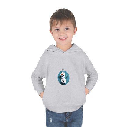 Girls Olaf Frozen Hoodie on boy, showcasing an enchanting Olaf print, suitable for ages 2 to 5 years.