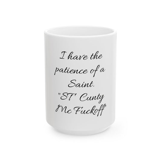 Ceramic mug with an F-word slogan, ideal for a cheeky sense of humour in the office or as a quirky birthday gift.