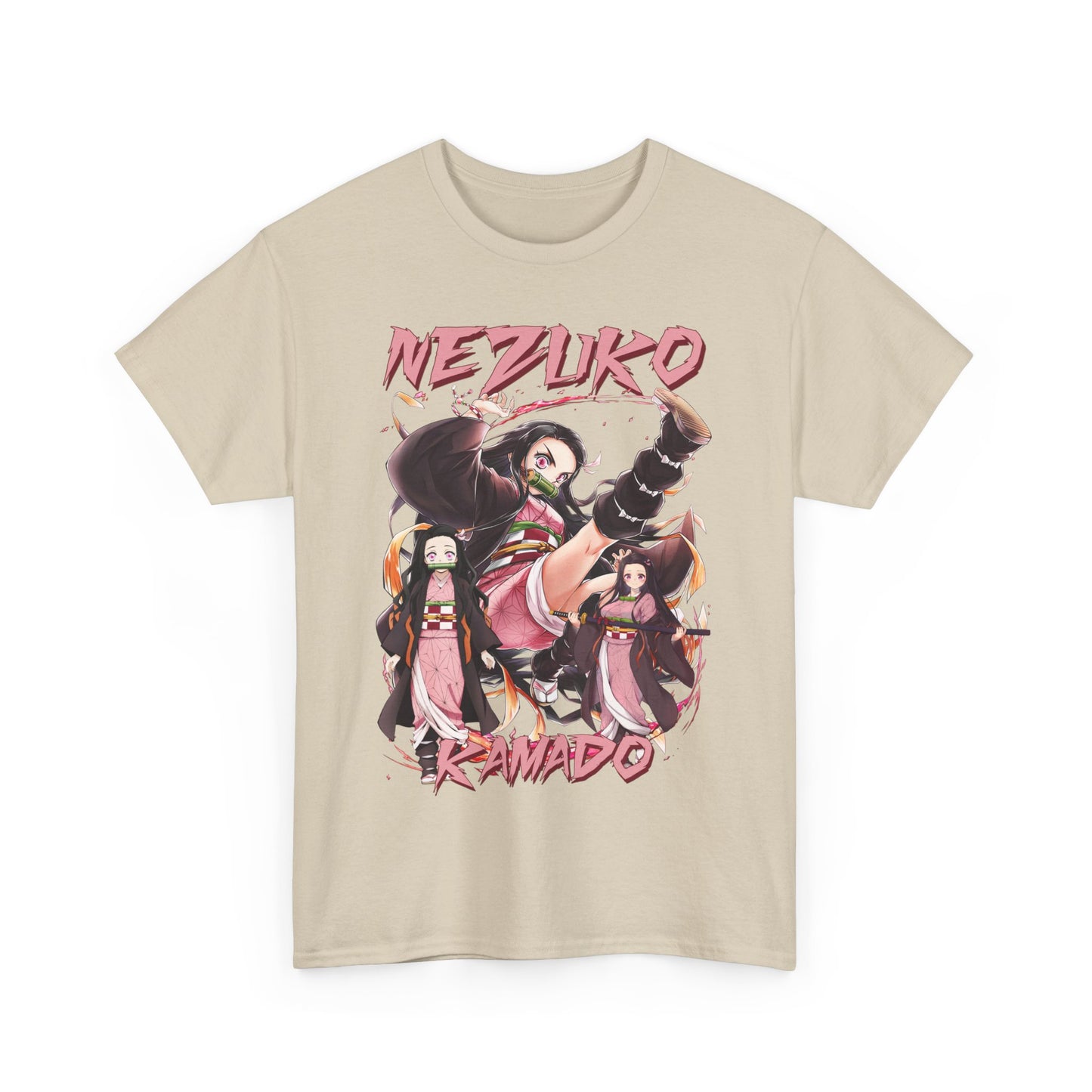 Elegantly designed Nezuko Kamado T-shirt featuring stunning anime artwork in vibrant colours, perfect for anime enthusiasts seeking stylish expression.