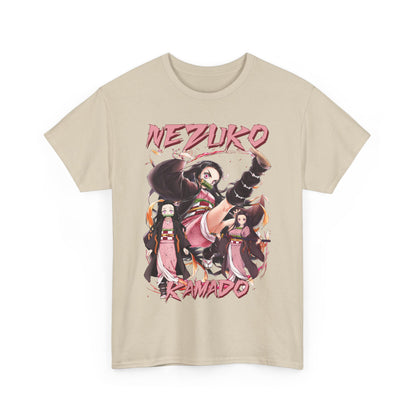 Elegantly designed Nezuko Kamado T-shirt featuring stunning anime artwork in vibrant colours, perfect for anime enthusiasts seeking stylish expression.