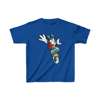 Unisex Kids Mickey Mouse Cotton T-Shirt Tee in vibrant blue, showcasing a striking Mickey Mouse design, perfect for stylish young adventurers.
