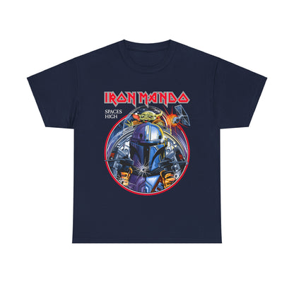 Iron Mando Graphic Tee in navy, featuring an exquisite Mandalorian design with dynamic artwork, ideal for showcasing your passion for the Star Wars universe.