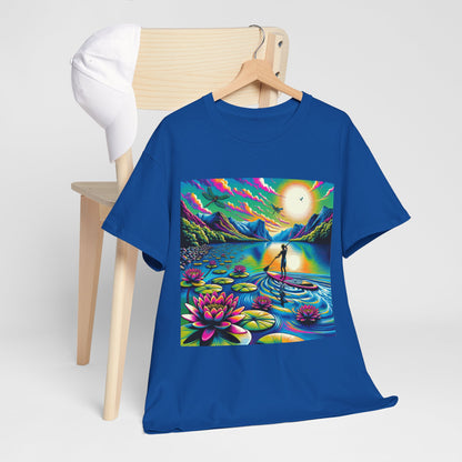 Group of outdoor enthusiasts in Delightful Paddle Board T-Shirts by Dazzling Dreams Studio, embodying the spirit of adventure and love for nature.