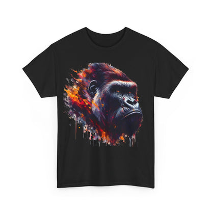 Harambe Masterpiece Graphic Unisex T-Shirt featuring an artistic representation of the iconic gorilla, with vibrant colors against a stylish black fabric.