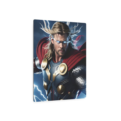 Marvel Thor Metal Art Poster featuring a striking depiction of Thor the god of thunder, showcased in high-quality matte aluminum, adding a luxury touch to any wall décor.
