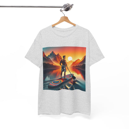 Stylish Serene Paddle Board T-Shirt ideal for adventure seekers, featuring a serene water sports theme from Dazzling Dreams Studio.