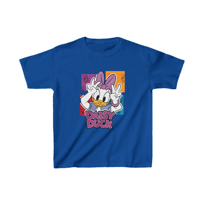 Unisex Kids Daisy Duck Cotton T-Shirt Tee in royal blue, elegantly designed with a playful Daisy Duck illustration for discerning youth.