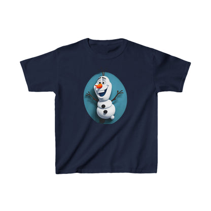 Luxury Kids Cute Frozen Olaf T-shirt showcasing the beloved character Olaf, crafted from heavy cotton for exceptional comfort and durability, perfect for little fans of Frozen.