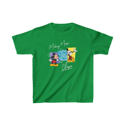 Child's Mickey Mouse Graphic Unisex Graphic Tee Shirt Kids in rich green showcasing artistic depictions of Mickey Mouse, perfect for a stylish Disney-inspired look.