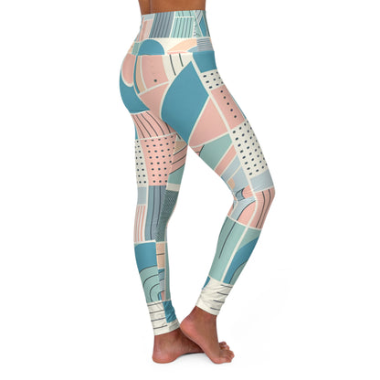 Luxurious pastel geometric leggings by Dazzling Dreams Studio, crafted for durability and all-day comfort, ideal for both yoga and casual outings.