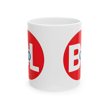 Buy N Large Logo Wall-E Ceramic Mug - 11 oz Whimsical Office Drinkware featuring a sleek profile, crafted for durability and elegance in your daily beverage rituals.
