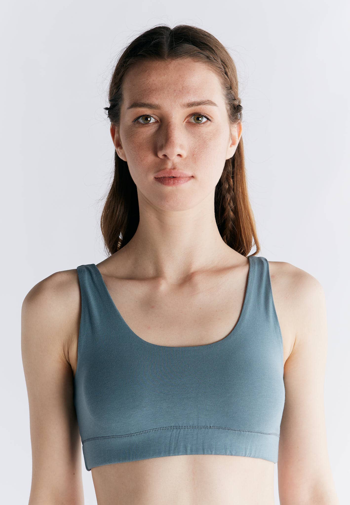 Luxury organic cotton padded bralette showcasing soft and supportive design, perfect for elegant layering.