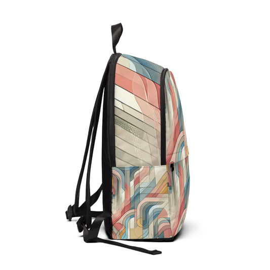 Interior view of the Sweat Harmony Geometric Pastel Backpack by Dazzling Dreams Studio highlighting spacious compartments and premium material quality.