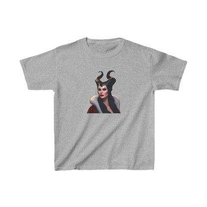 Maleficent Kids Tee in classic grey, elegantly displaying the beloved Maleficent character, a must-have for kids who cherish Disney magic.
