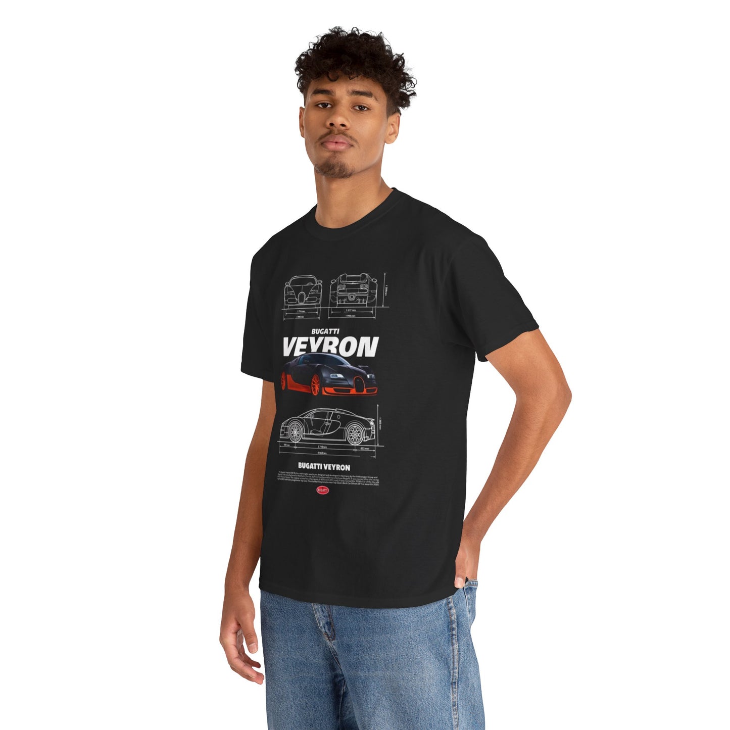 T-Shirt Mens with Bugatti Veyron Design: Technical Drawings & Specs Unisex TEE