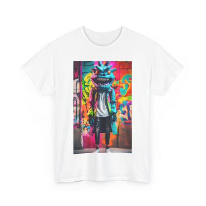 Fashionable front view of the Street Monster Graphic T-Shirt in white, displaying a bold graphic that captures the spirit of edgy streetwear fashion.