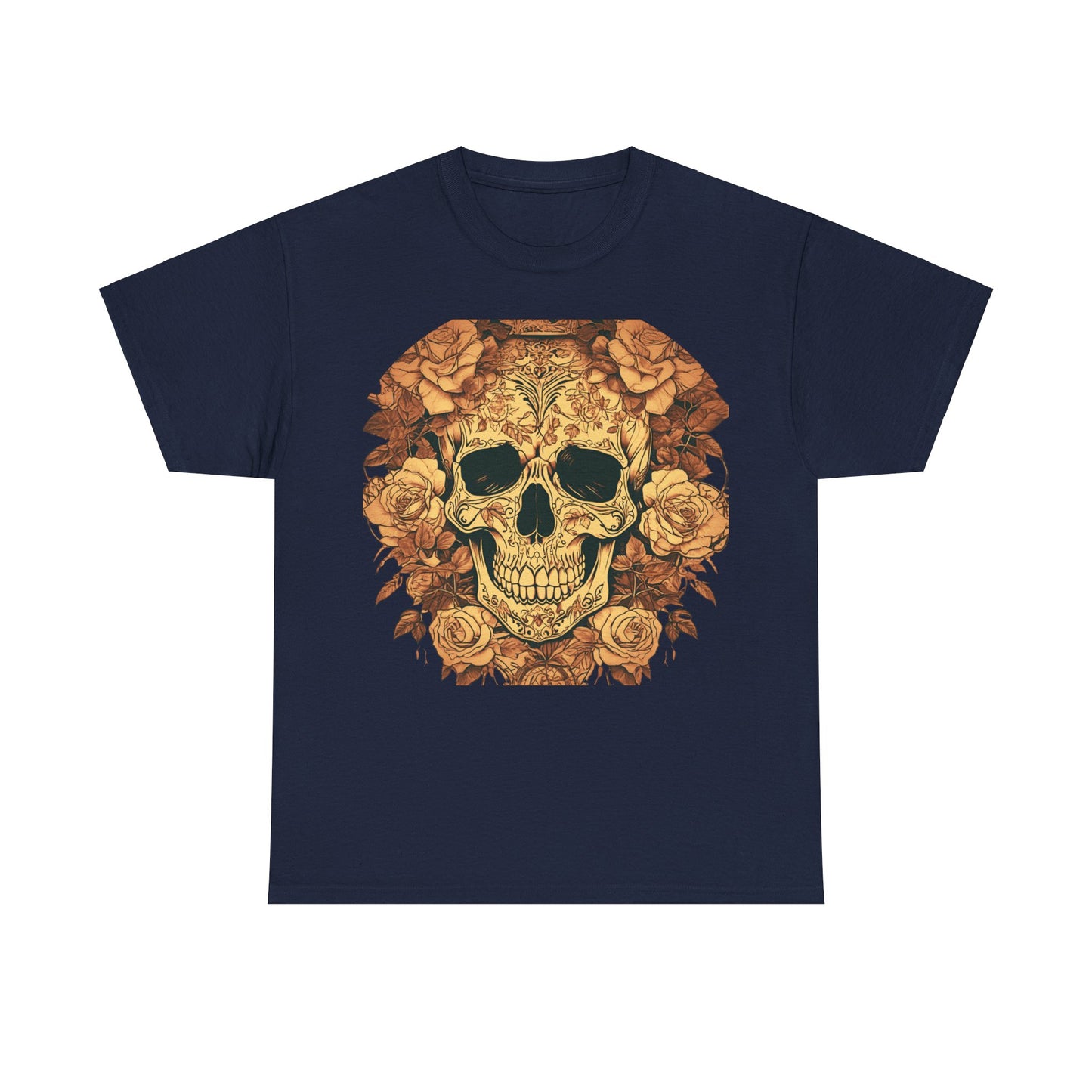 Skulls and Roses Cotton Tee, Unisex Graphic Shirt, 7 color choice