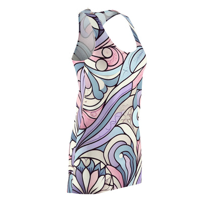 Close-up of the soft pastel fabric of the Aria Bellefonte Pastel Racerback Dress by Dazzling Dreams Studio, reflecting luxury and sophistication.