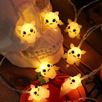 PVC Soft Material Halloween Lighting Chain displaying cute ghost characters, elegantly illuminating your space and enhancing the festive feel of your Halloween decor.