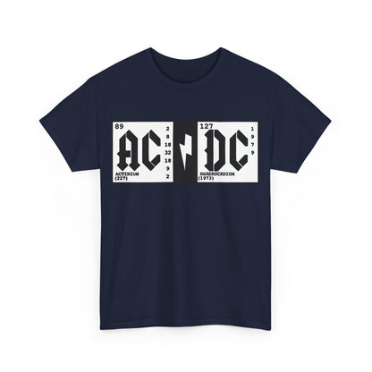 Elements AC DC Graphic T-Shirt Urban Unisex Cotton Tee in navy, featuring a luxurious AC/DC graphic design, an exquisite blend of style and musical passion.