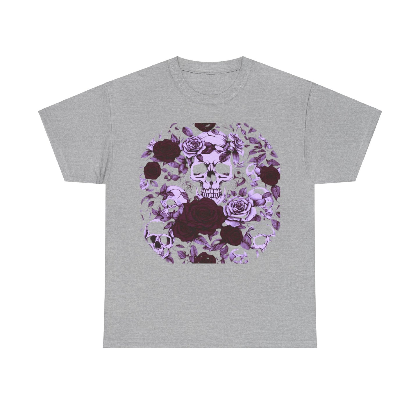 Skulls and Roses Cotton Tee, Unisex Graphic Shirt, 7 color choice