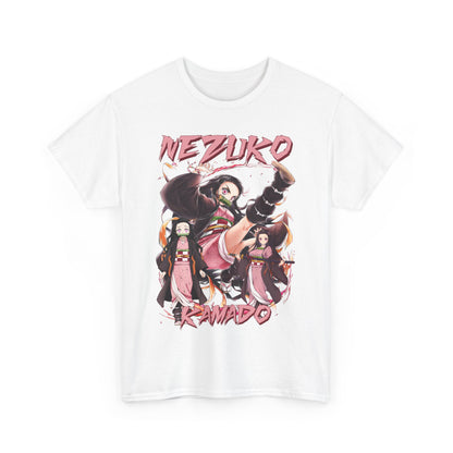 Luxurious folded Nezuko Kamado T-Shirt showcasing detailed anime art, designed for comfort and style, ideal for collectors and enthusiasts.