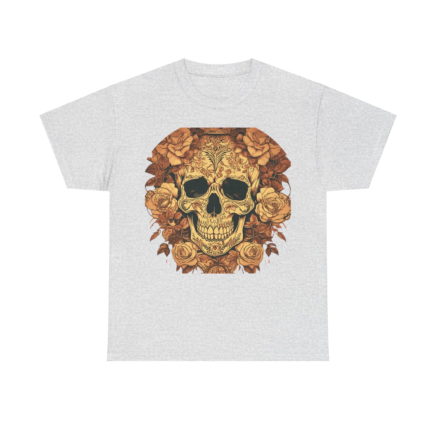 Skulls and Roses Cotton Tee, Unisex Graphic Shirt, 7 color choice