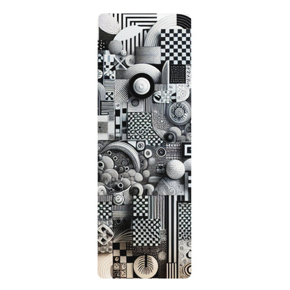 Valentina Belleveau Designer Yoga Mat showcasing contemporary checkerboard and organic shapes, featuring anti-slip technology, designed by Dazzling Dreams Studio.