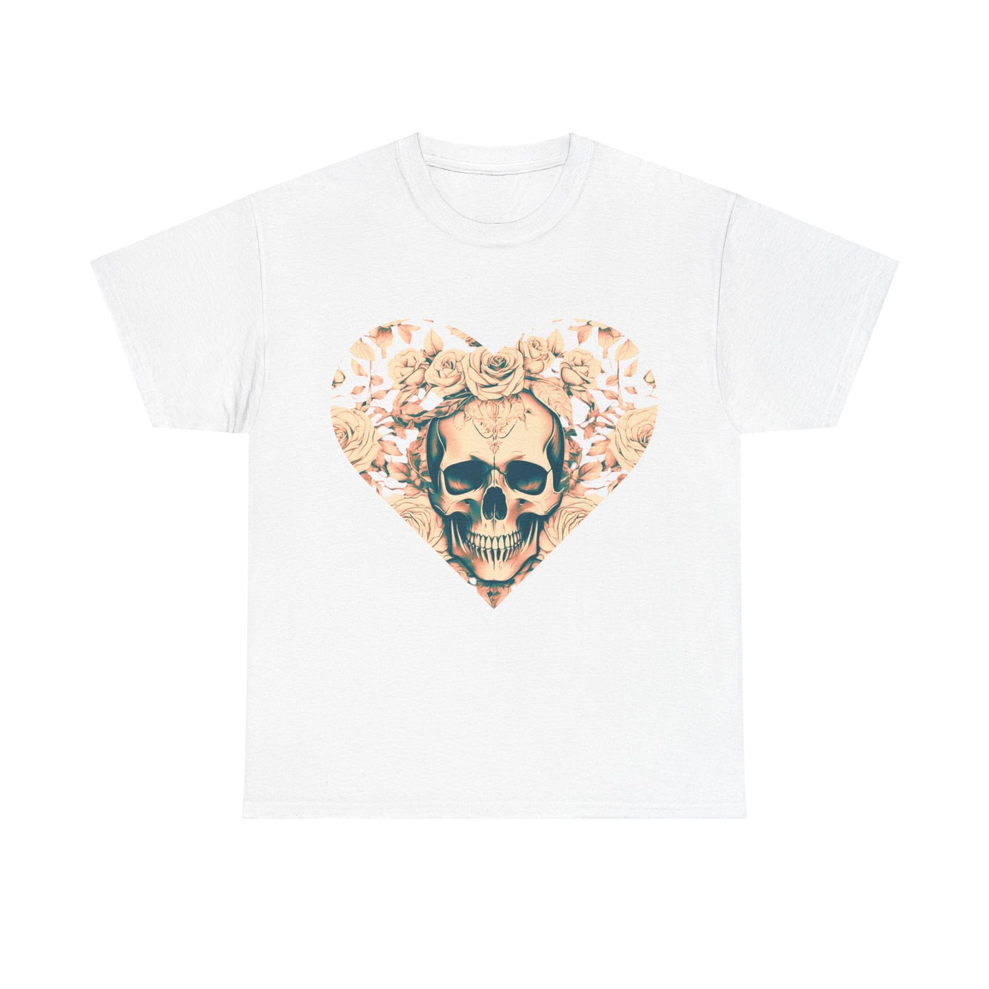 Skulls and Roses Cotton Tee, Unisex Graphic Shirt, 7 color choice