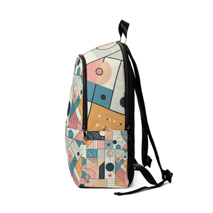 Fusion Flex Elite Pastel Geometric Backpack by Dazzling Dreams Studio featuring an artistic modern design with a captivating blend of pastel hues and geometric shapes, ideal for fashionable individuals.