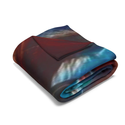 Decorative and Warm Halloween Chucky Spooky Arctic Fleece Blanket elegantly folded, showcasing its rich colours and soft texture, perfect for snuggling during the festive season.