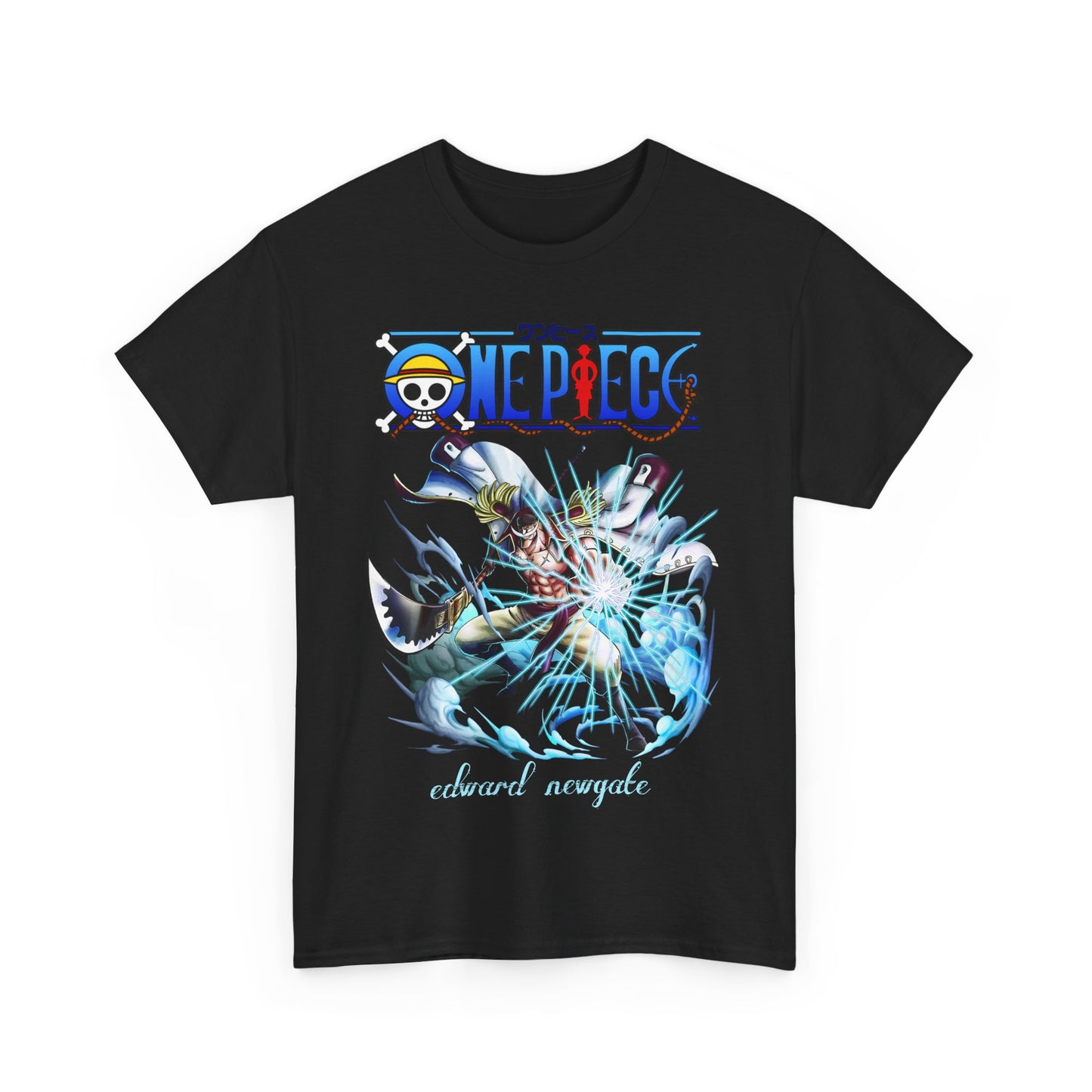 Stylish One Piece men's t-shirt featuring Edward Newgate graphic, designed for anime enthusiasts and streetwear aficionados.